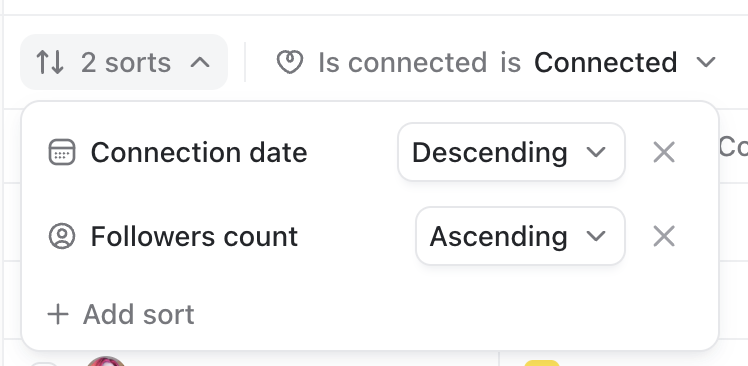 Contact Views Sorting