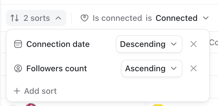 Contact Views Sorting