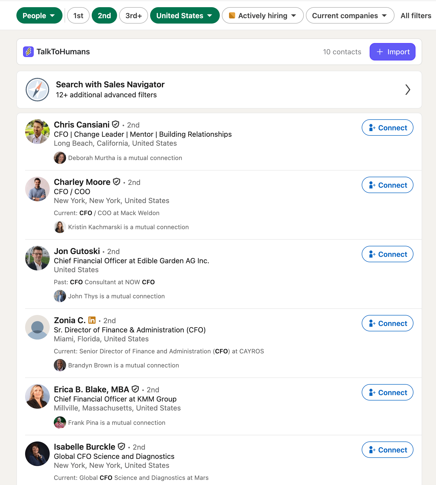 Linkedin Regular Search Import