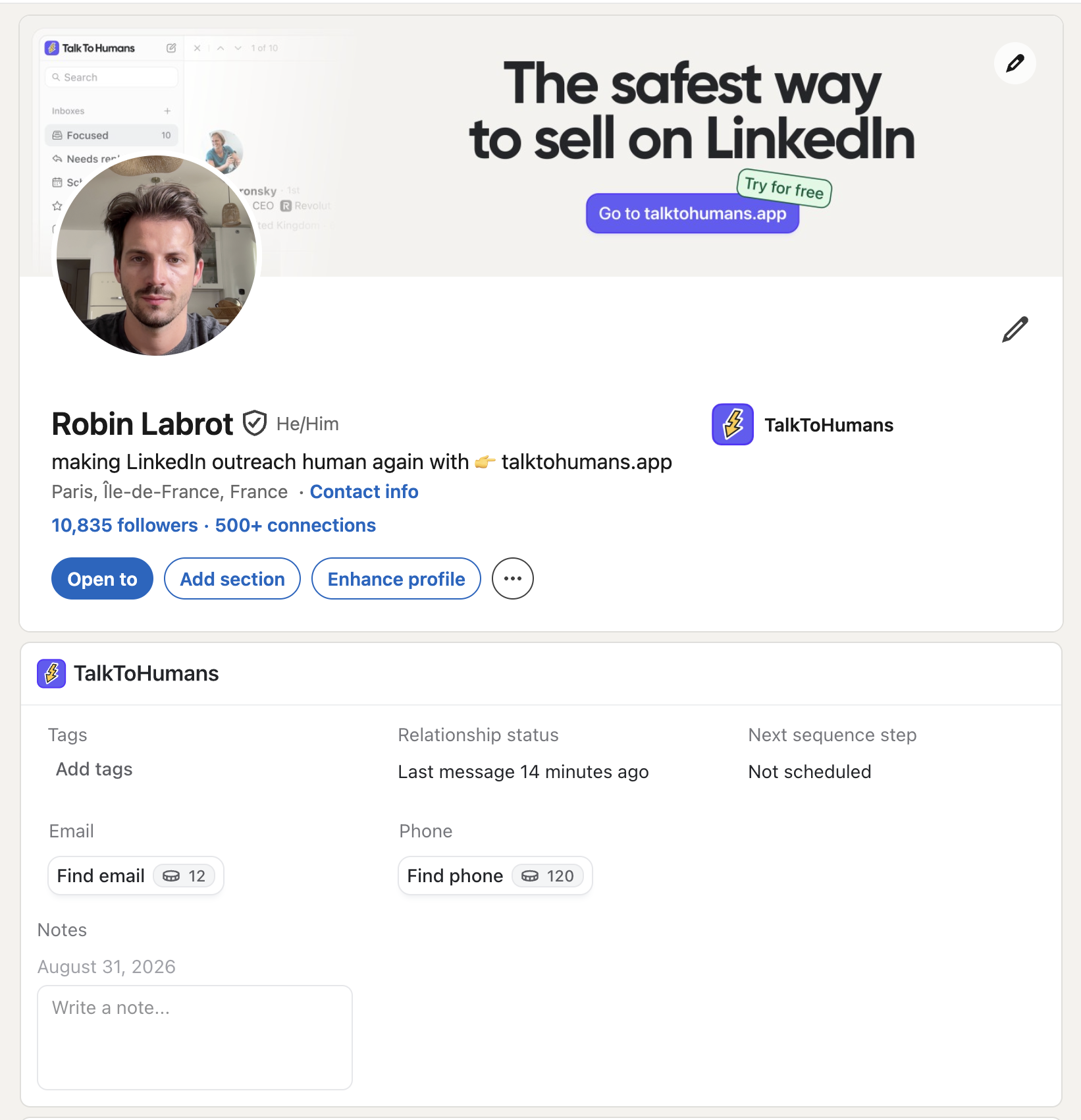 Linkedin Profile Embed Added