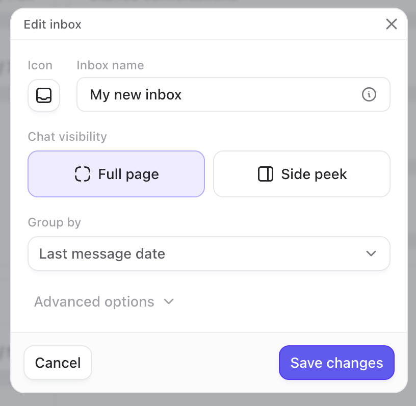 Create New Inbox Dialog