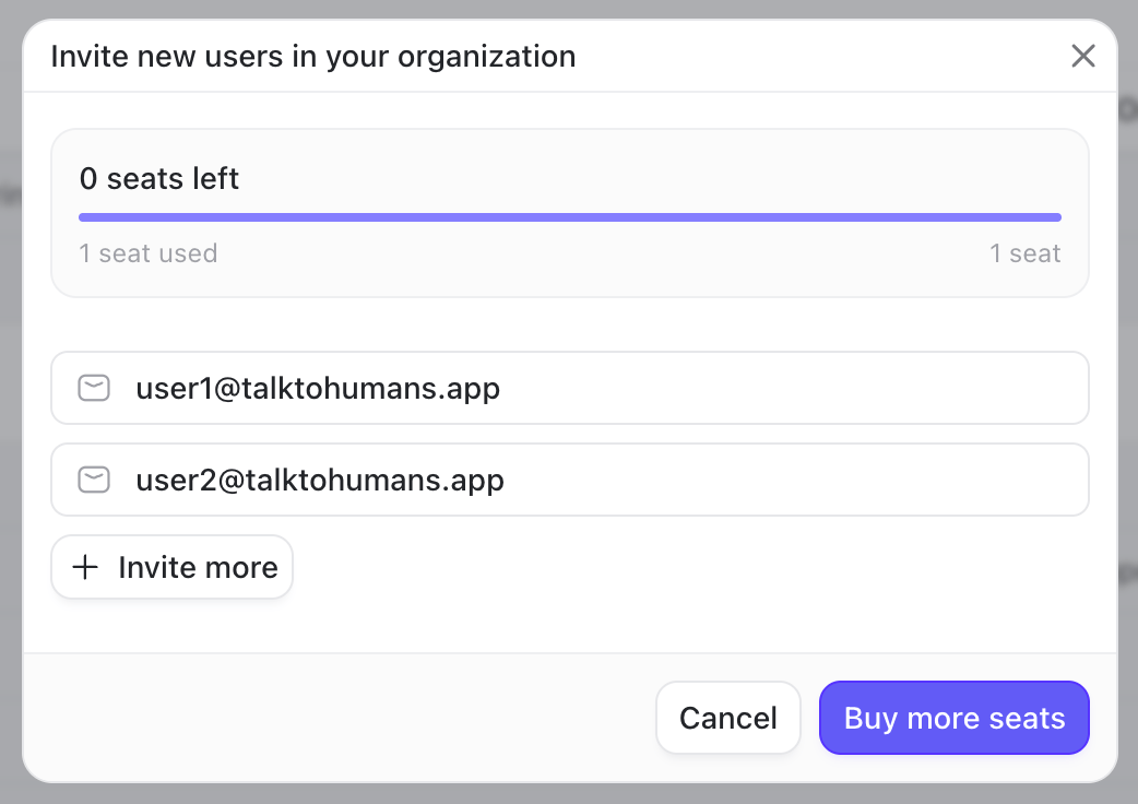 Invite Users Dialog