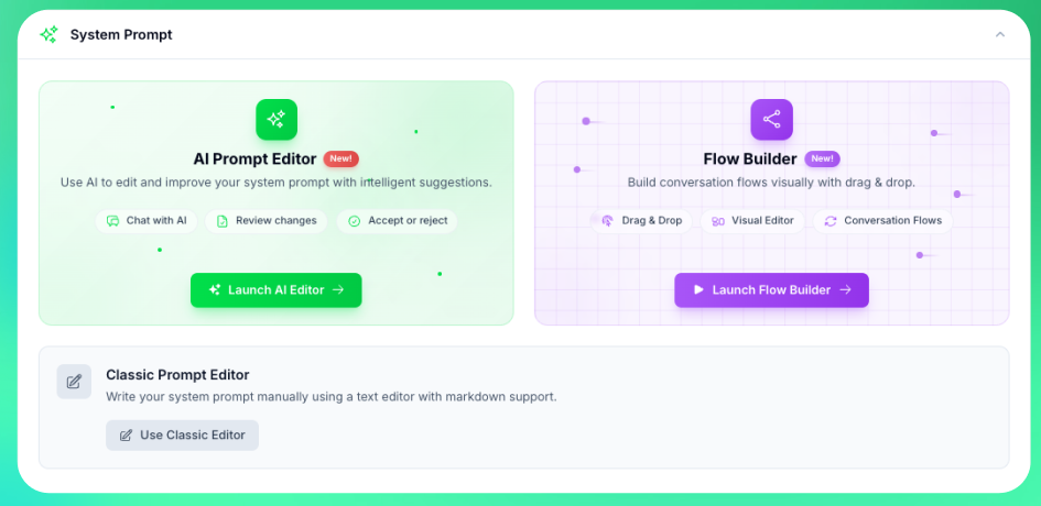 System Prompt Editing Options