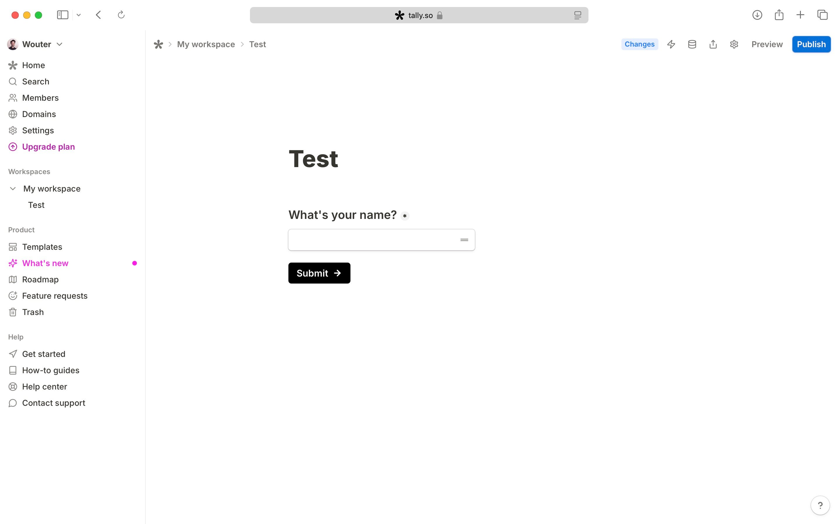 Block Name Form Adding blocks to a form - Tally Developer Docs