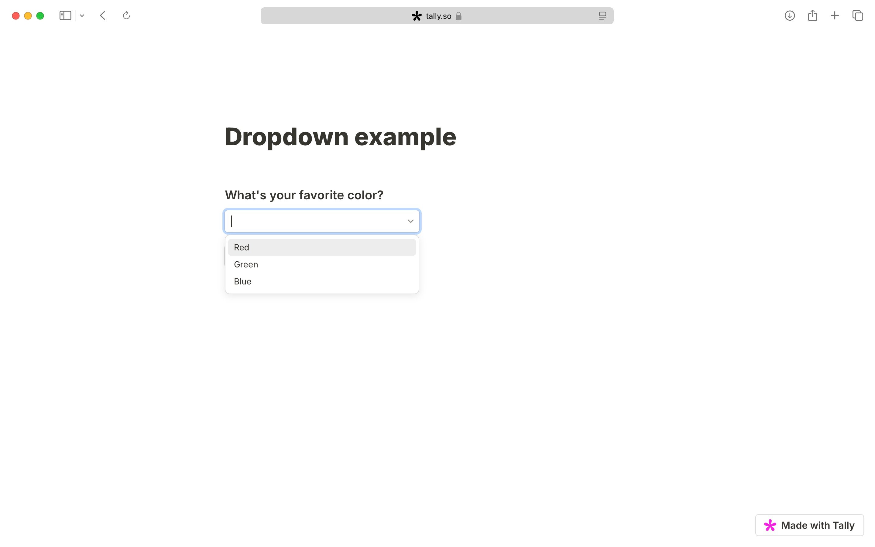 Form with dropdown (respondent view)