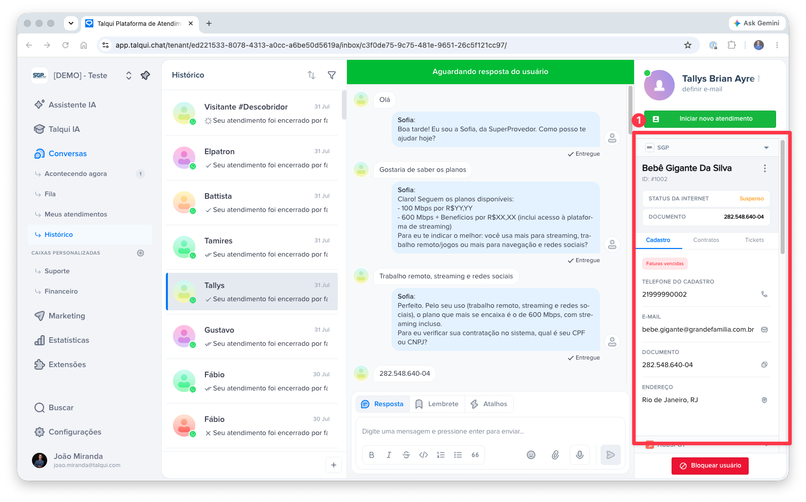 Where plugins widget are presented inside of Talqui