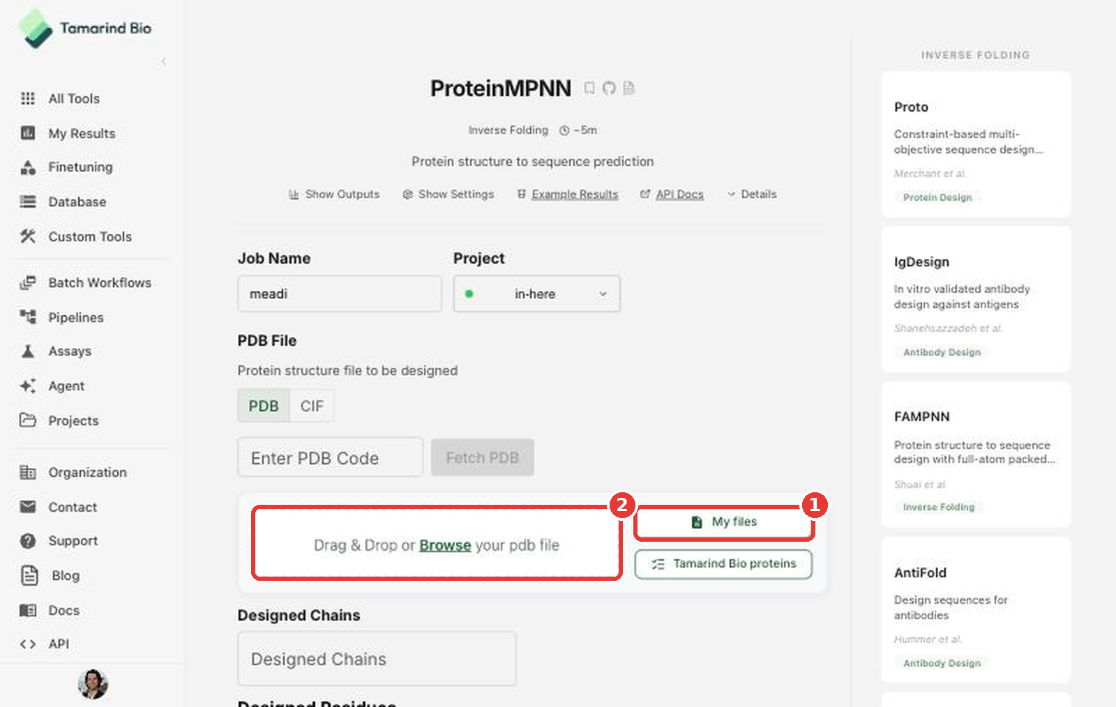 File input on a tool page