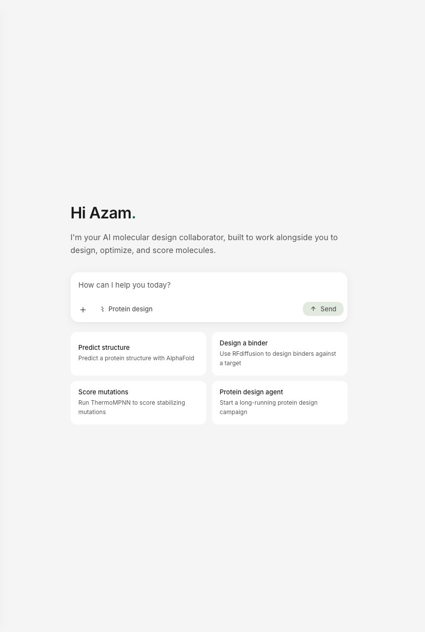 The Protein Design Agent in the Tamarind Assistant