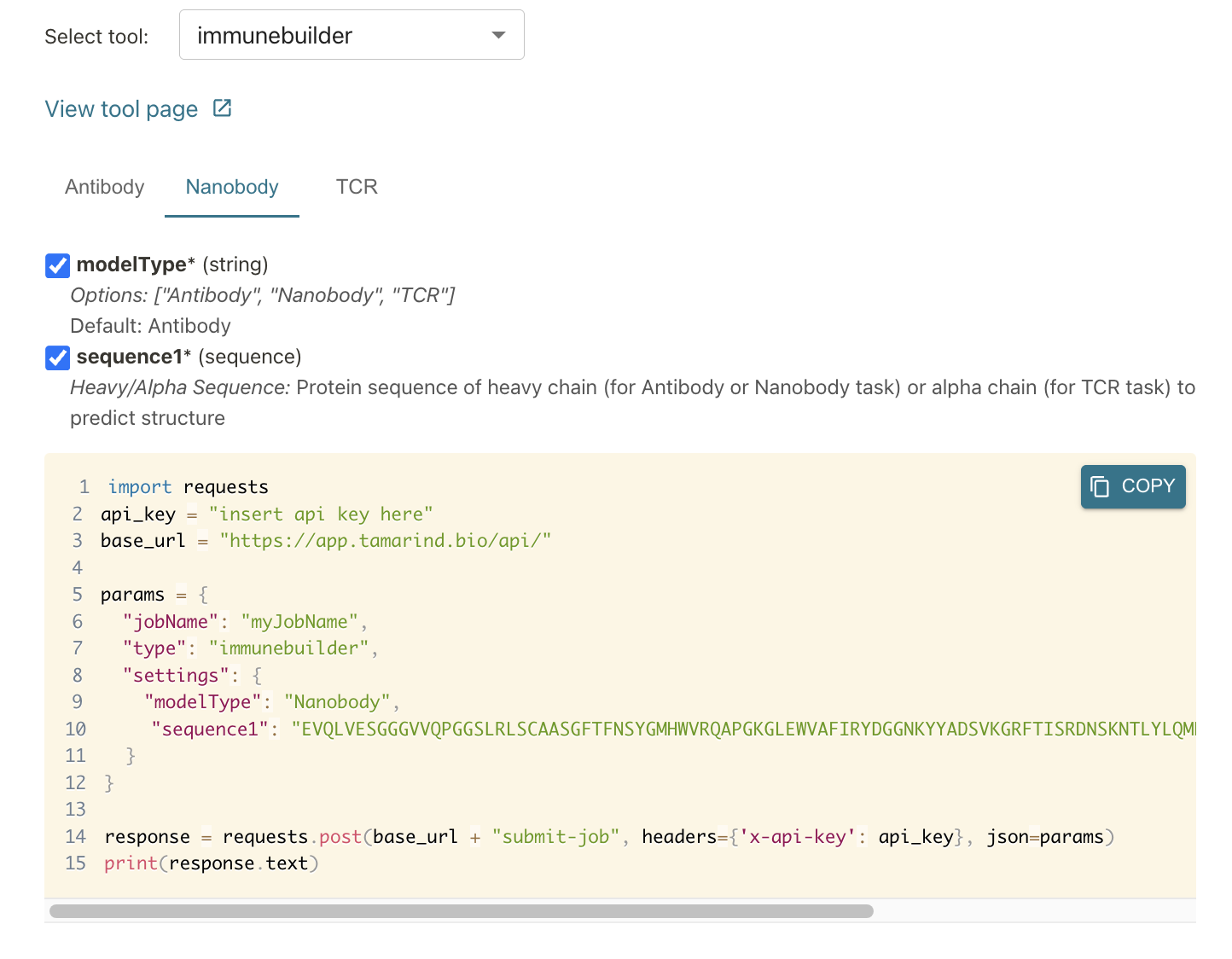 API - Tamarind Documentation