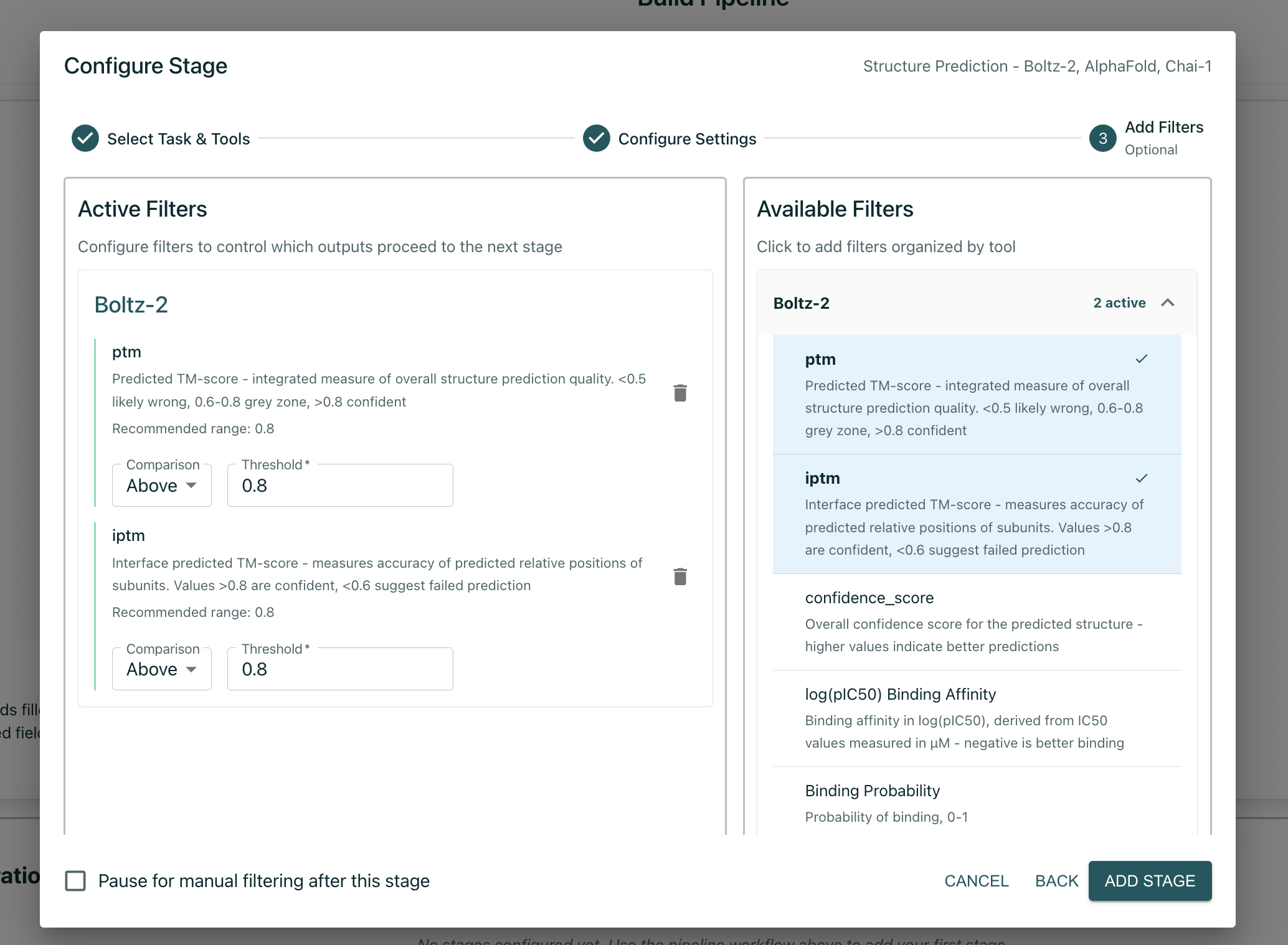 Pipelines filter example
