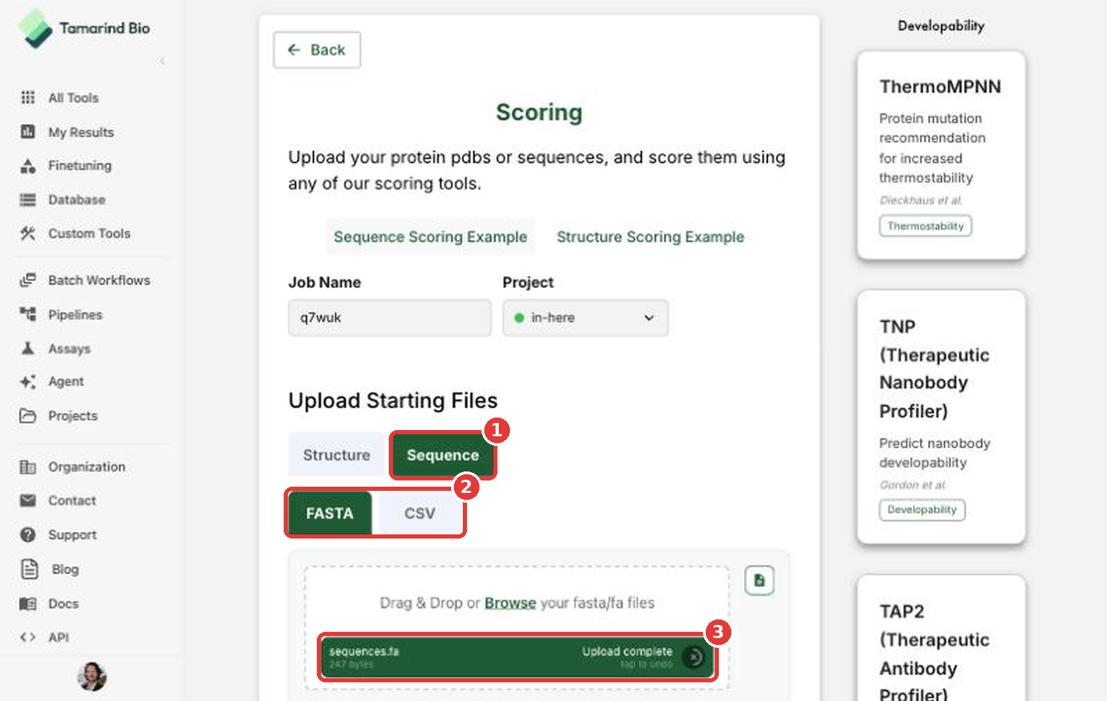 Upload sequences