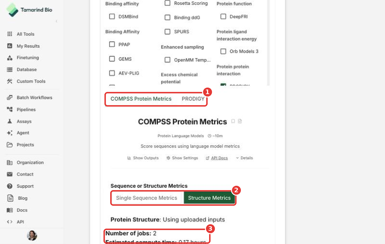 Settings for the structure example