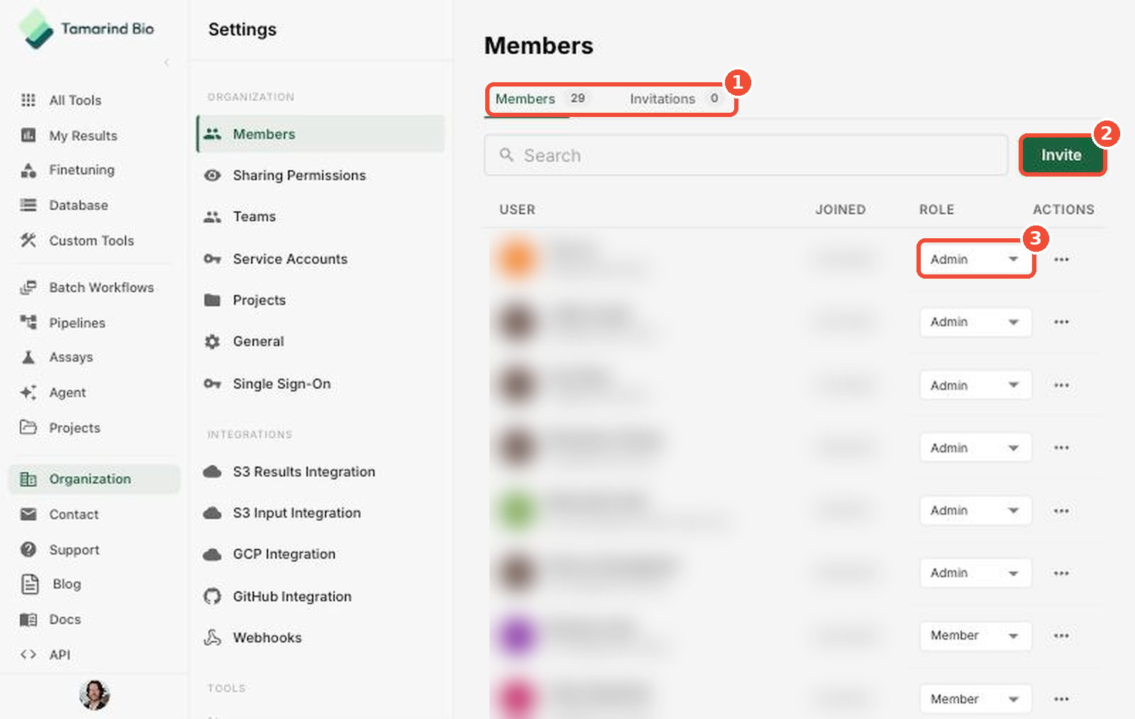 Members page