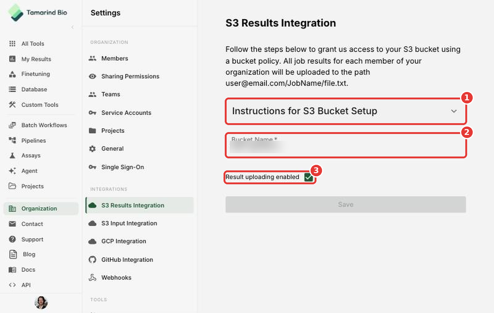 S3 Results Integration page