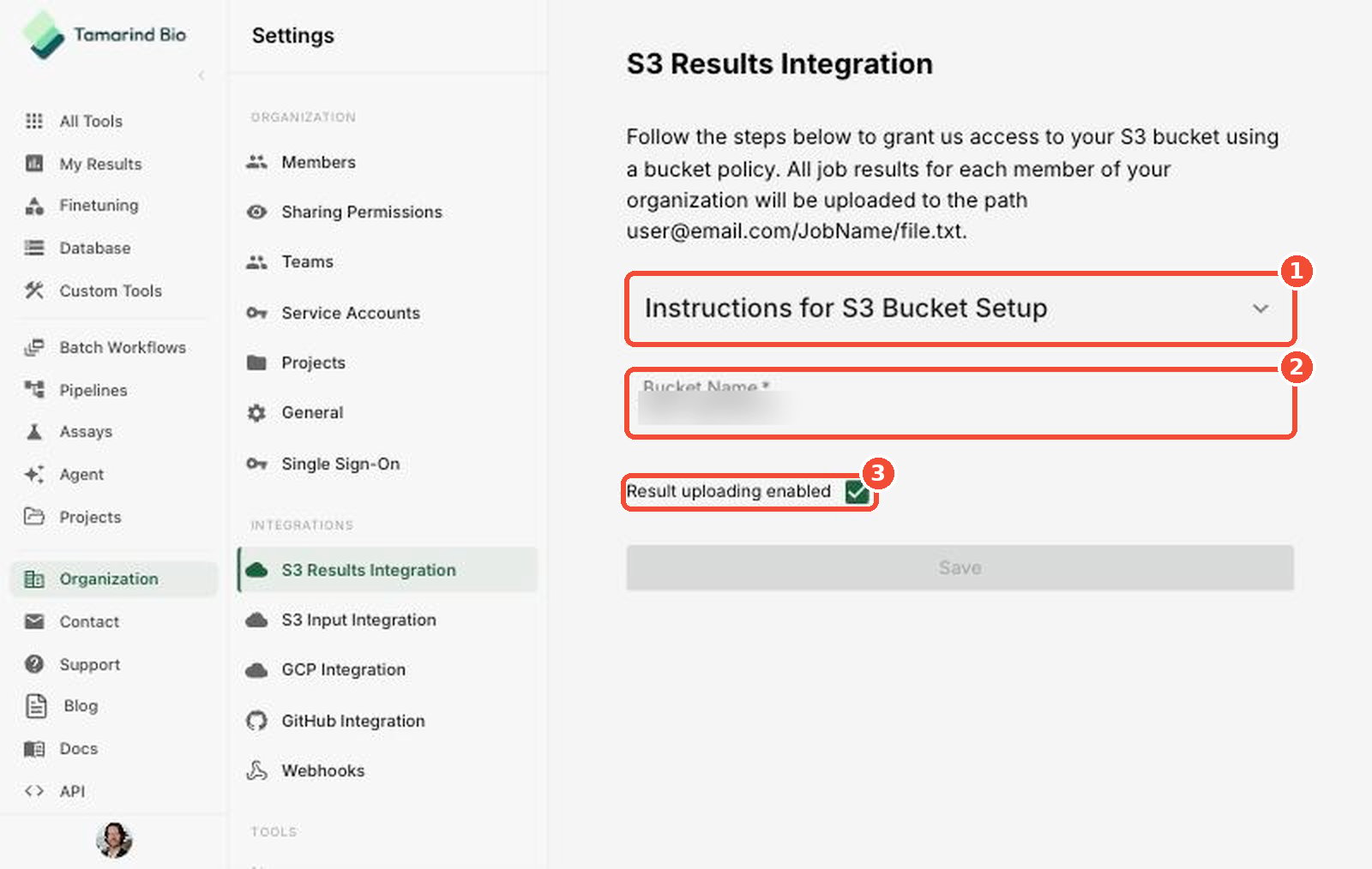 S3 Results Integration page