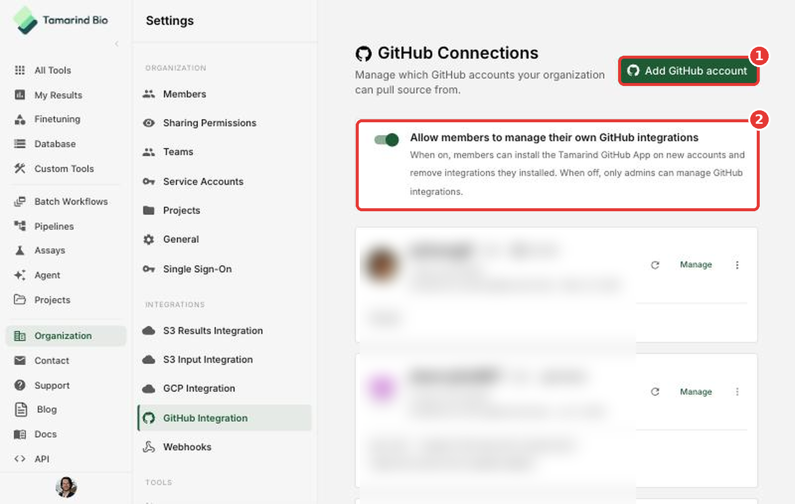 GitHub Integration page