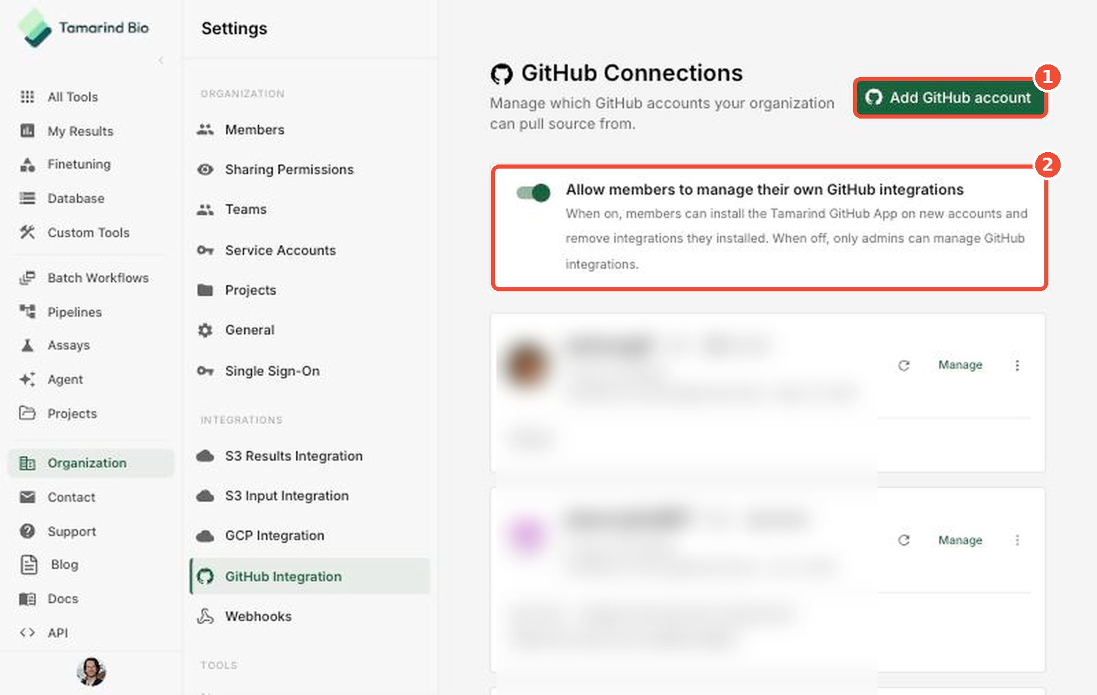 GitHub Integration page