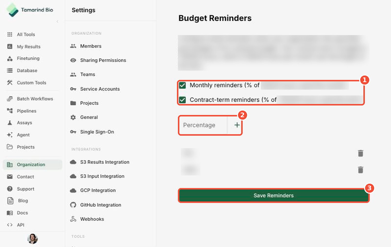 Budget Alerts page