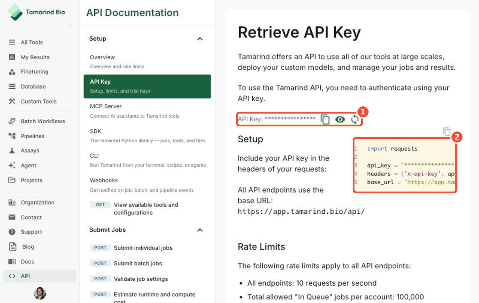 API Key page