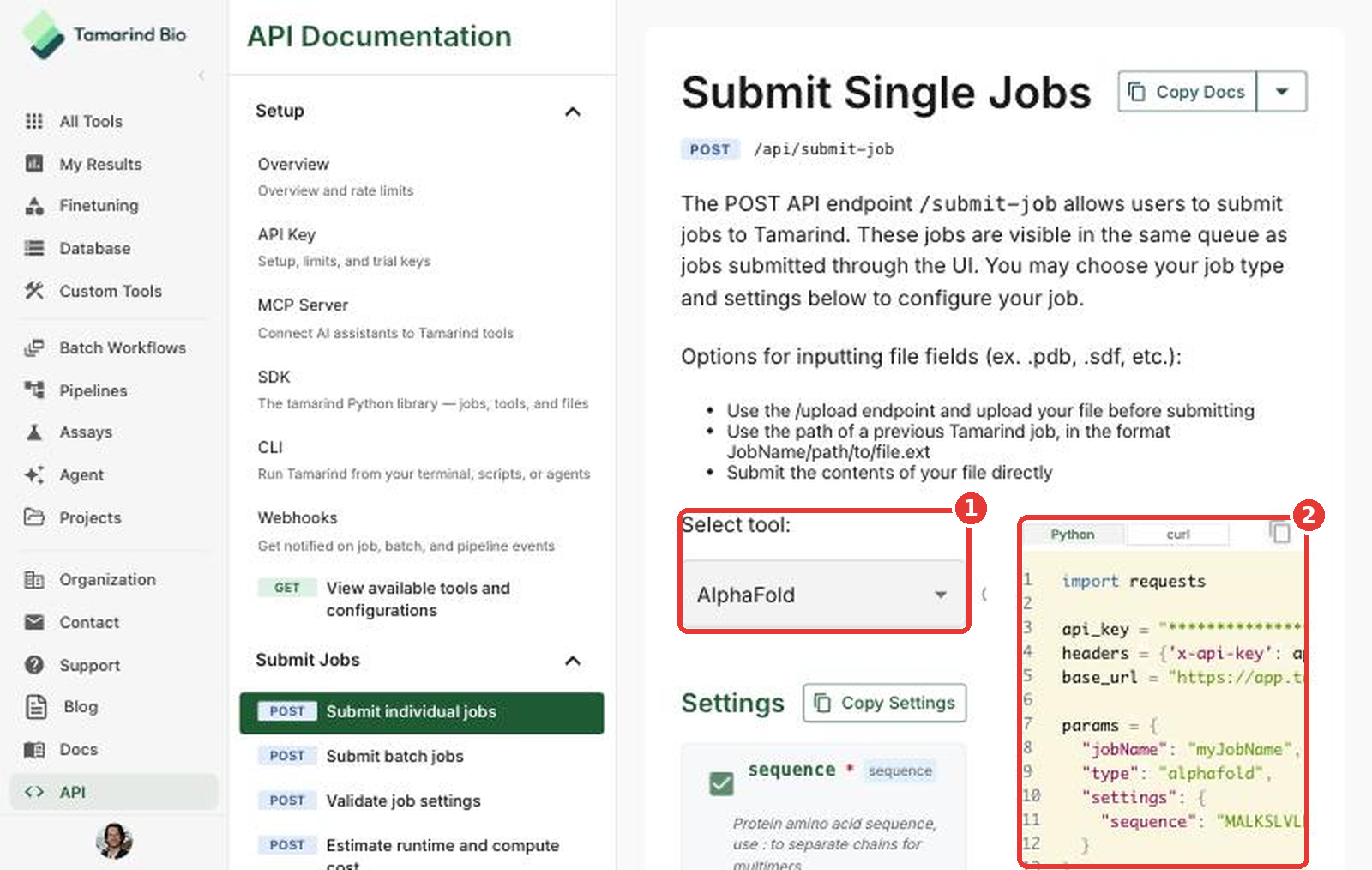 Select a tool to build your request