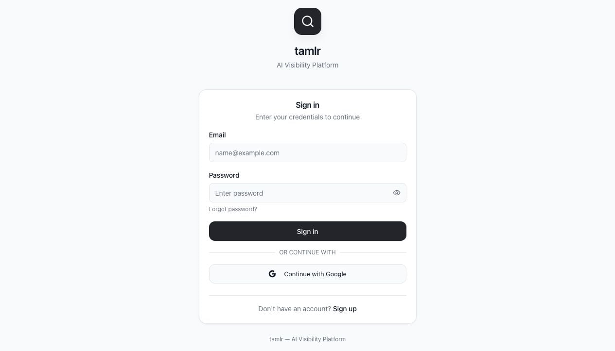 Login page
