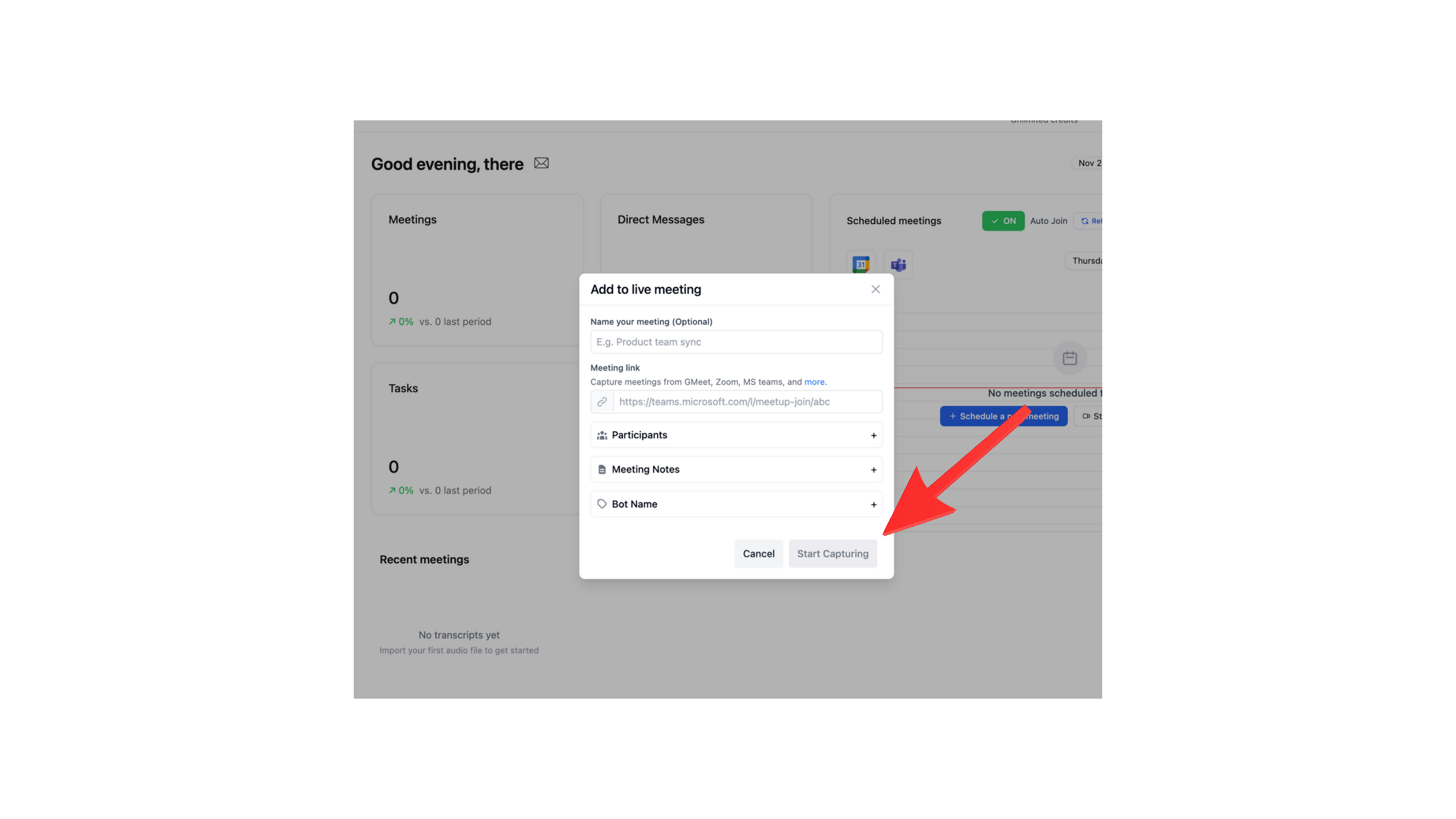 Enter Meeting Details