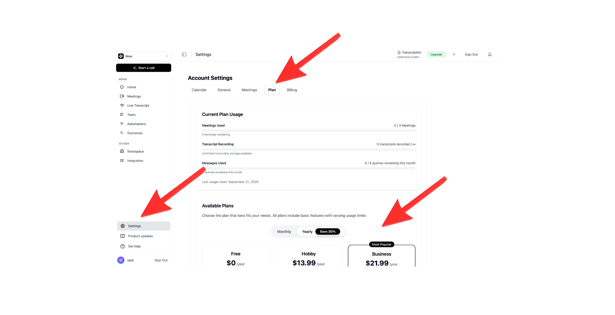 Subscription Settings