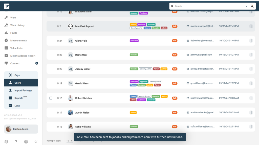 Reset Password Toast Message