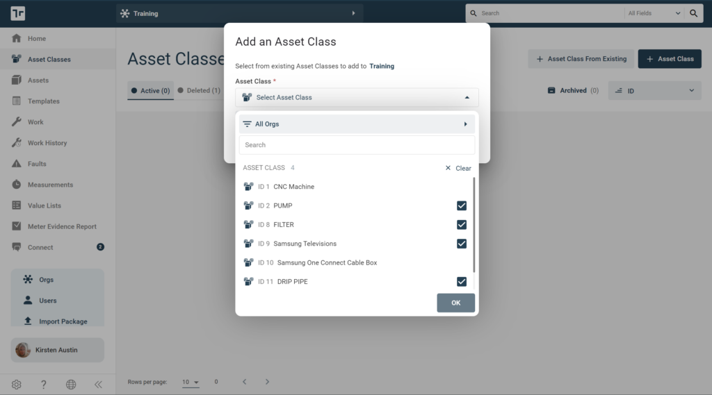 Asset Class Adding Select From Existing Multi Select