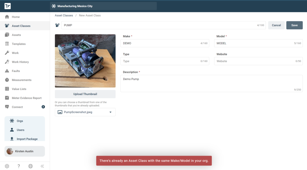 Asset Class Make Model Match In Org
