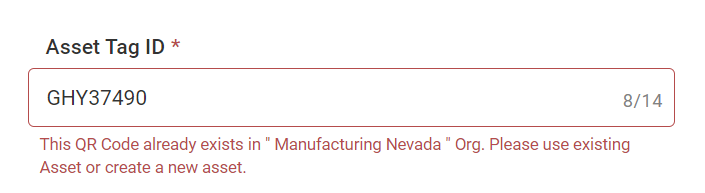 Asset Matches Existing Org