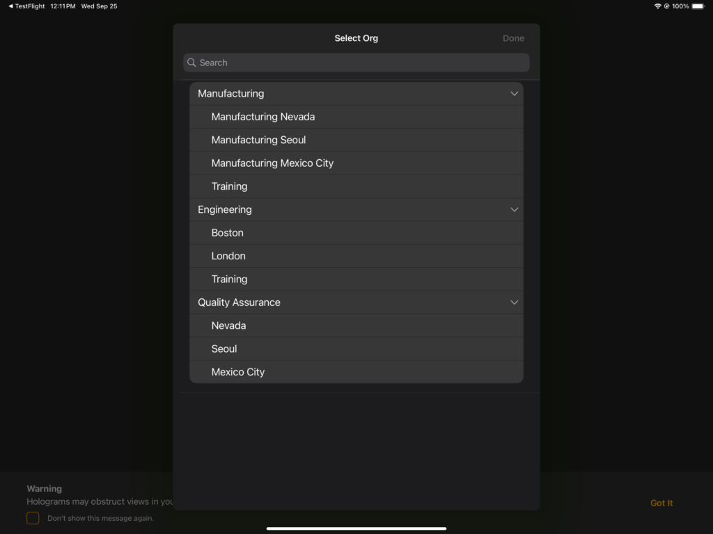 I Pad Initial Org Selector