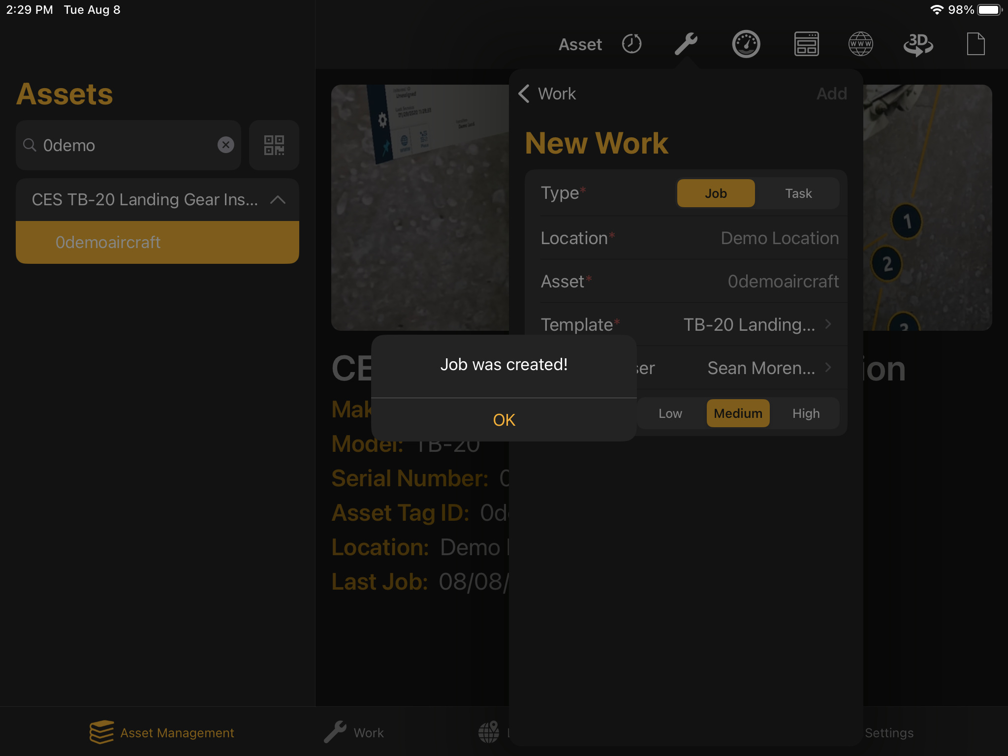 Create Work Asset Mnmgt Success 080823