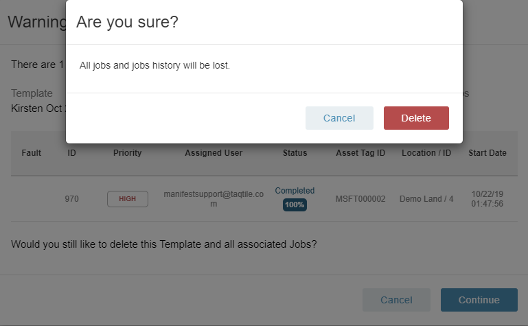 Delete Template Are You Sure