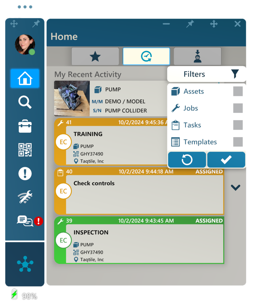 Home Recent Activity Filter 1