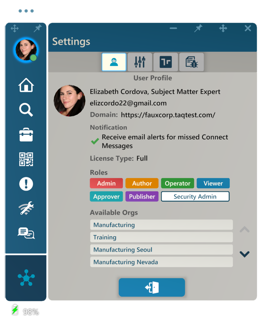 Settings User Profile