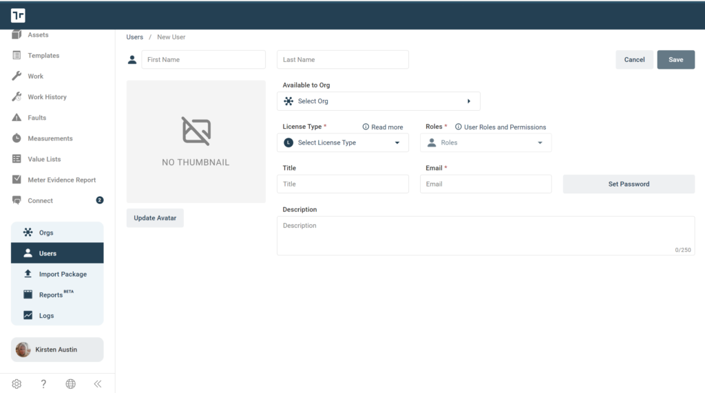 Users Add Users Page