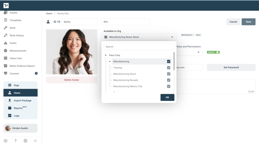 Users Available Org Selector