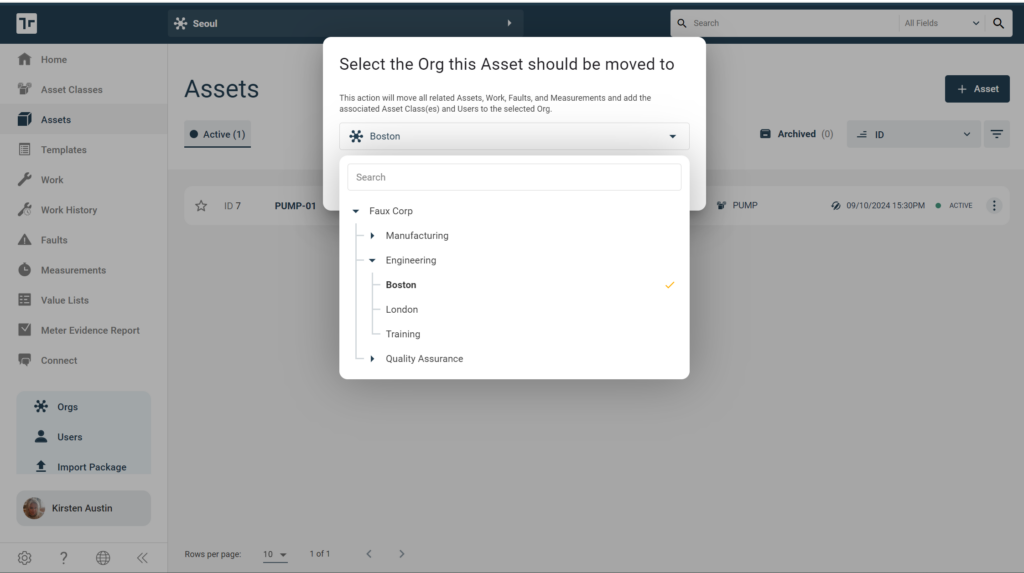 Assets Select Org To Move Asset