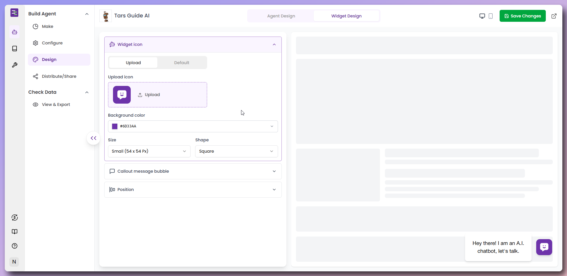 Widget design and configuration options