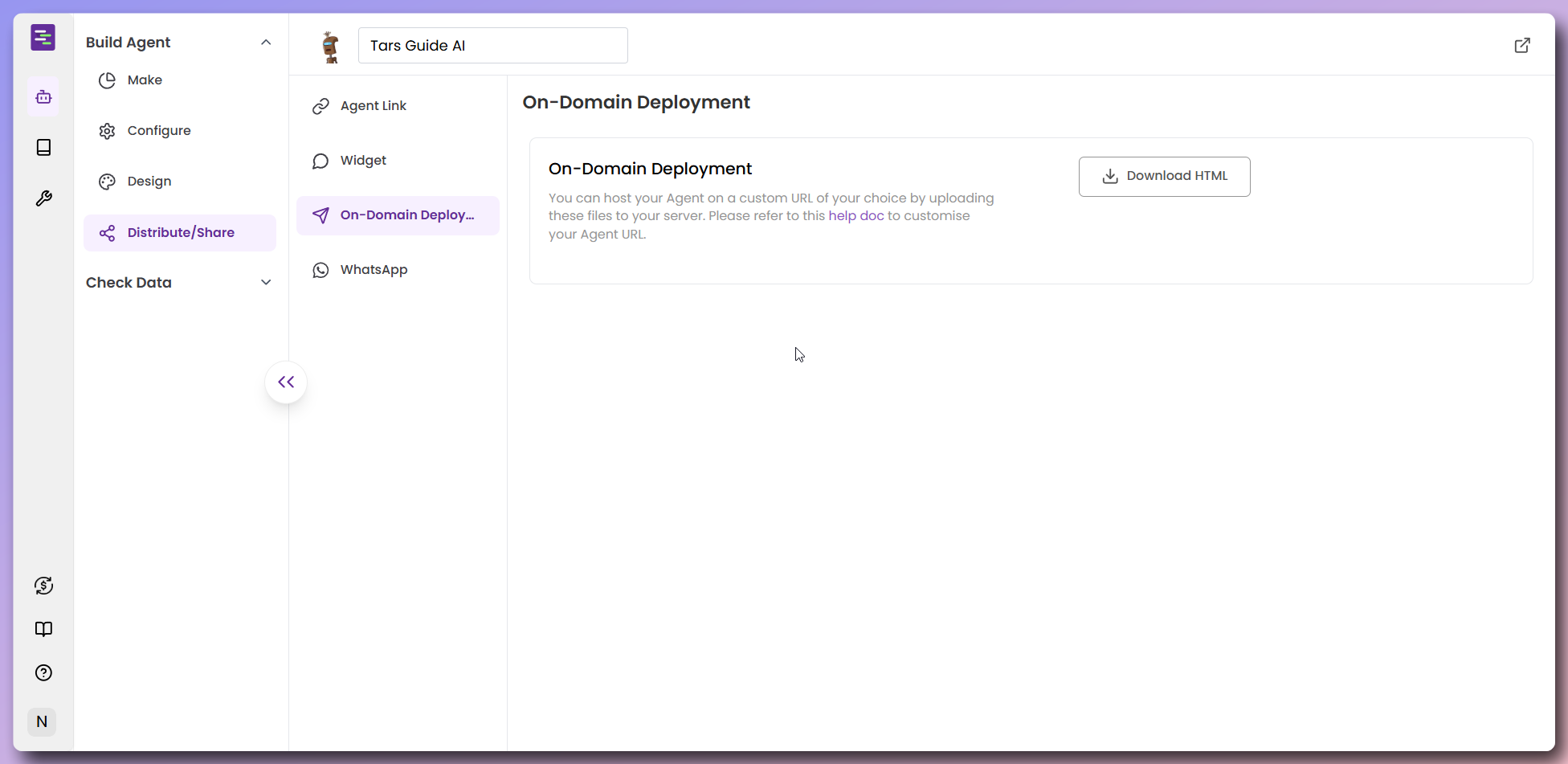On-domain deployment with HTML download