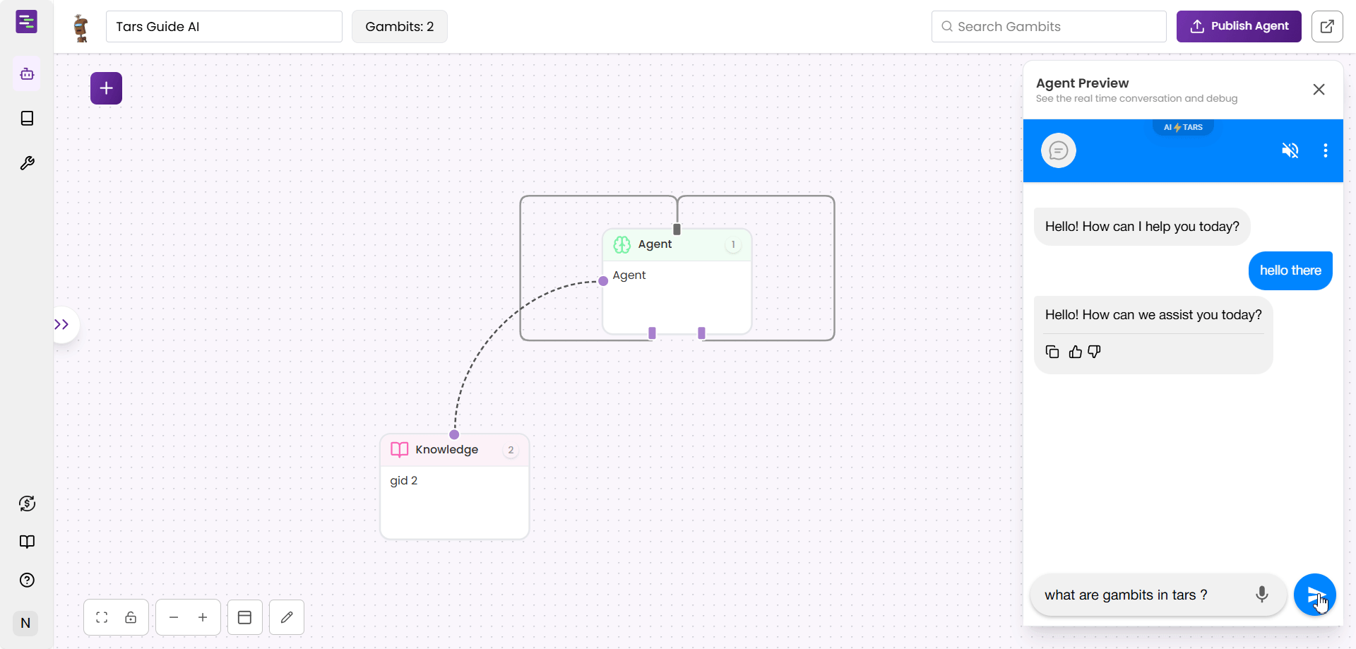 Testing Agent with Knowledge Base questions