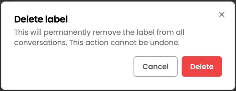 Delete Label confirmation modal