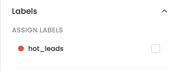 More Details panel showing the Labels section with checkboxes for assigning labels to the conversation