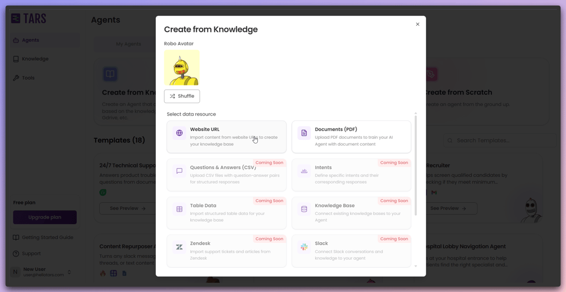 Knowledge Next Create from Knowledge - Tars Docs