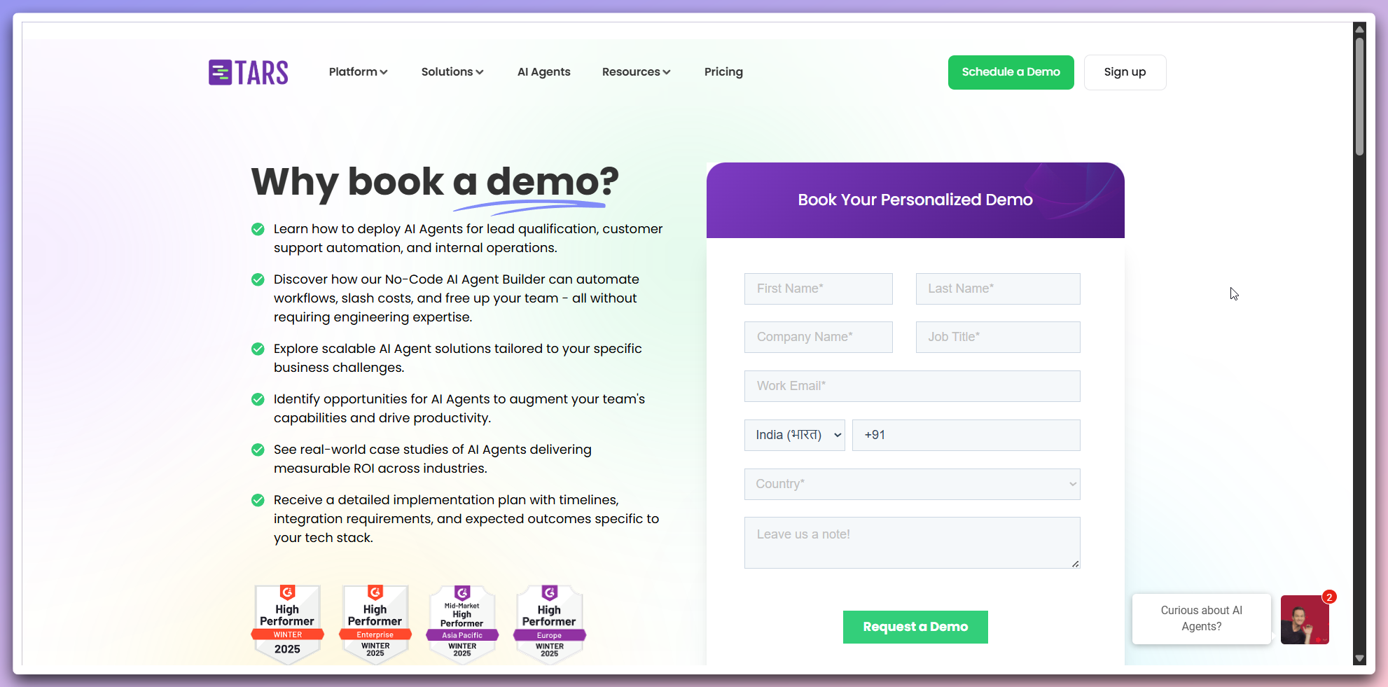 Schedule a demo - Tars Docs