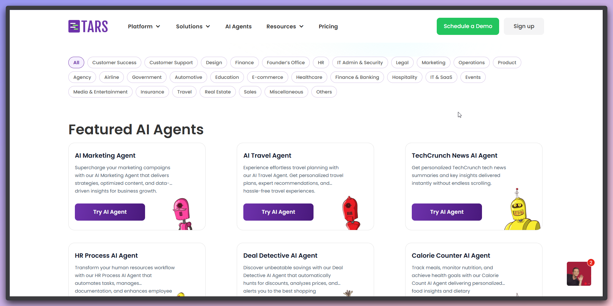 AI Agent Templates page