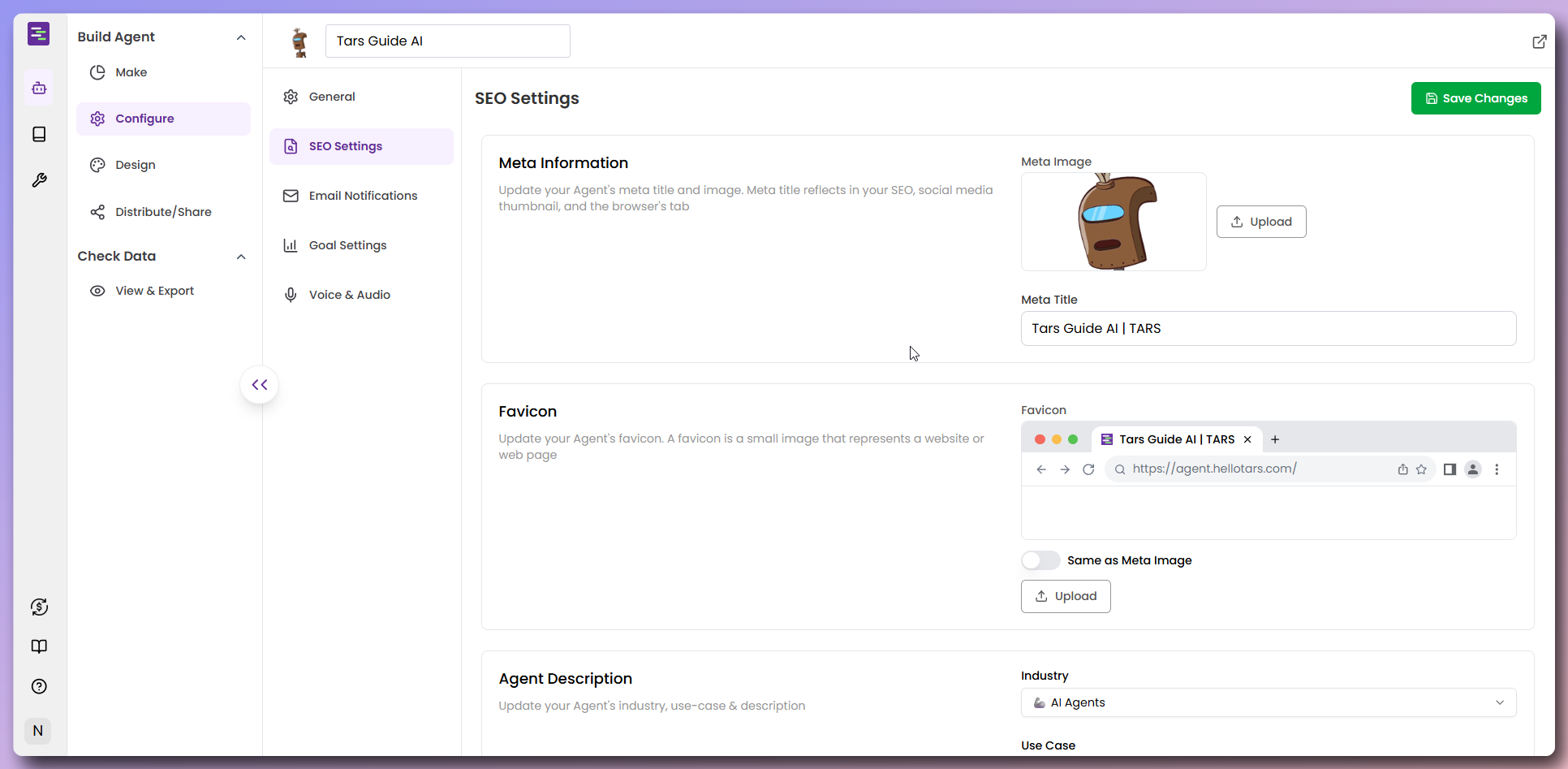 SEO settings configuration