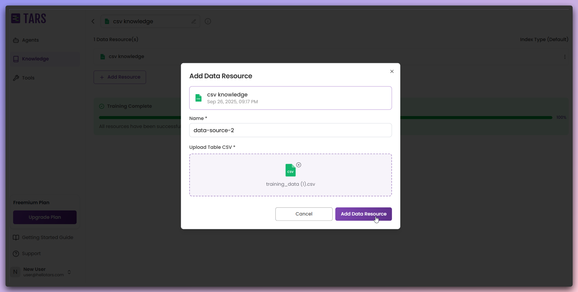 Add more data resources to existing Knowledge Base