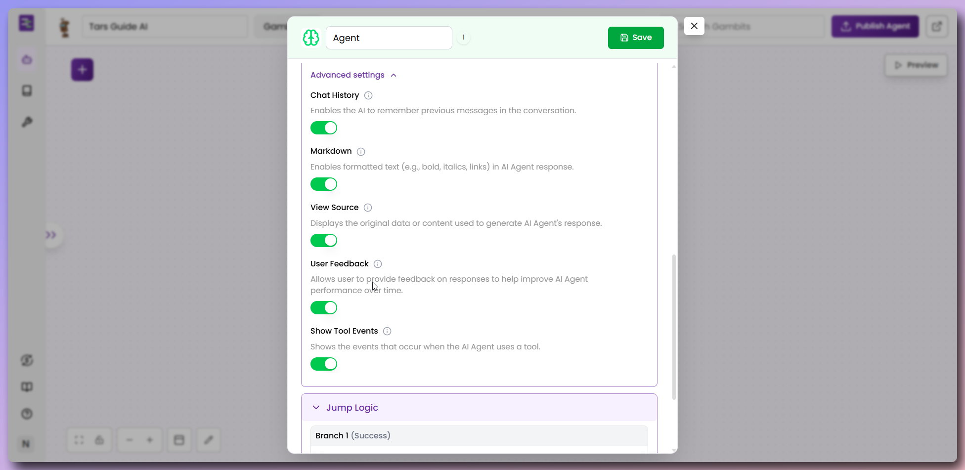 Advanced settings for Agent